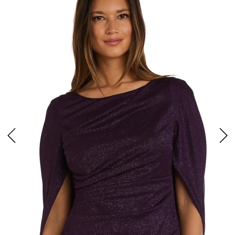 R&M Richards Elegant Long Sleeve Purple Dress